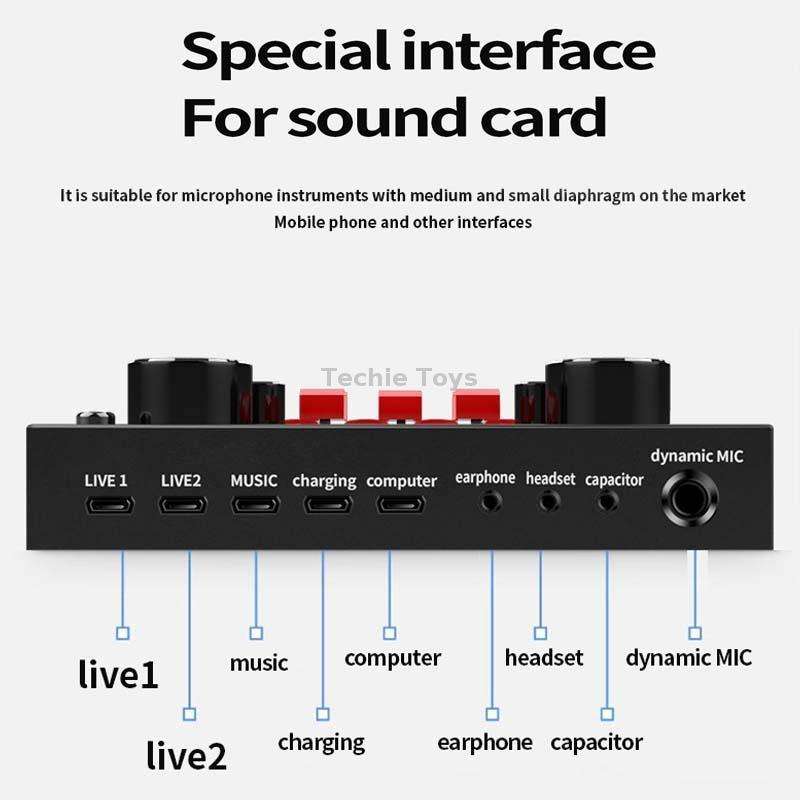 V8S Sound Card Mobile Phone Computer Anchor Live K Song Recording Microphone, Specification: English