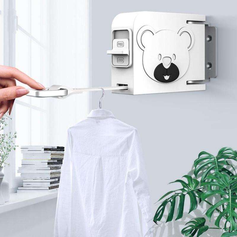 Clothesline Indoor Telescopic Hanger Clothes Rope Non-Slip Outdoor Clothesline(Black)