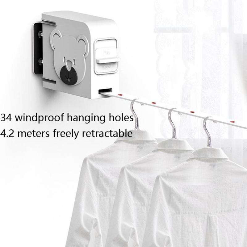 Clothesline Indoor Telescopic Hanger Clothes Rope Non-Slip Outdoor Clothesline(Black)