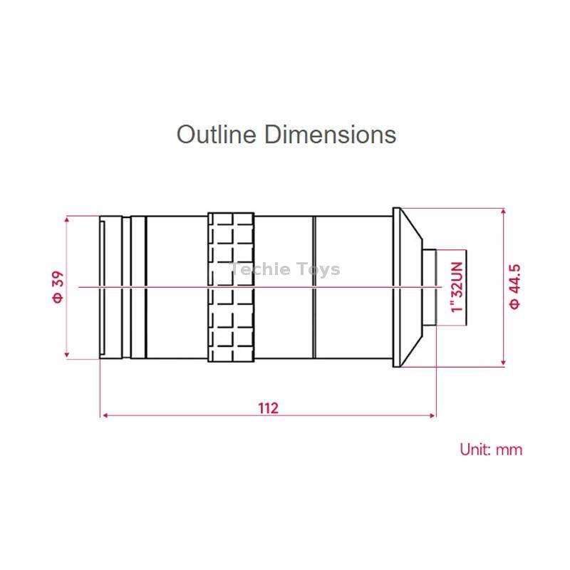 Waveshare 100X Industrial Microscope Lens, C/CS-Mount, for Raspberry Pi HQ Camera(24229)