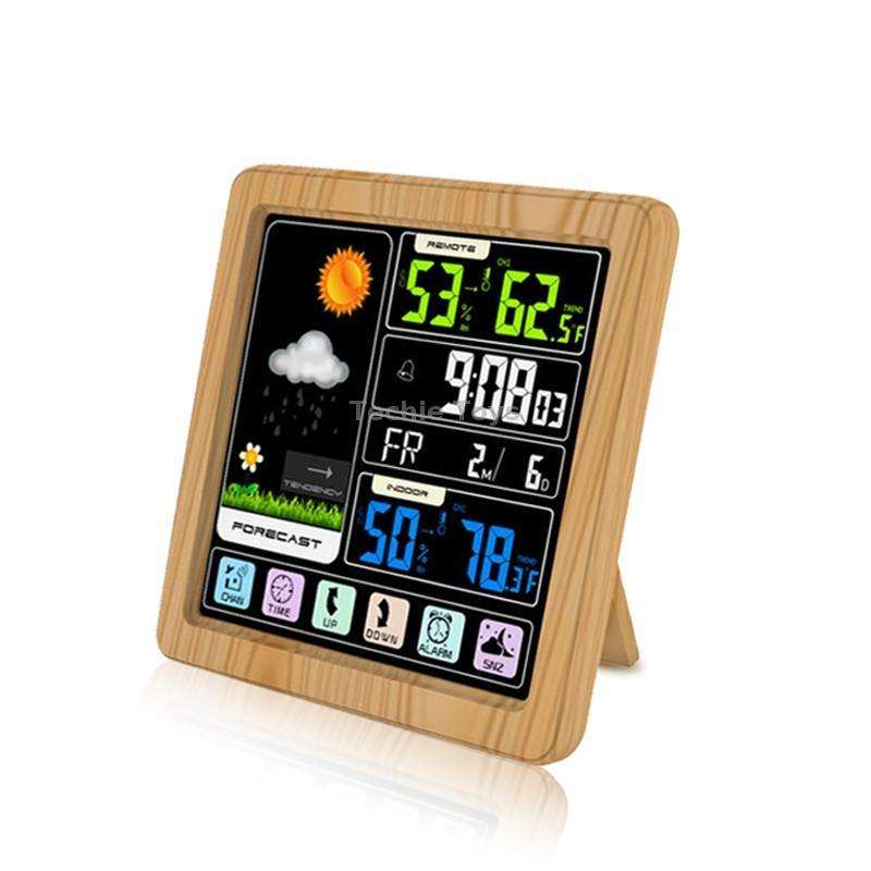 TS-3310 Wireless Weather Clock Multifunctional Color Screen Clock Creative Home Touch Screen Thermom