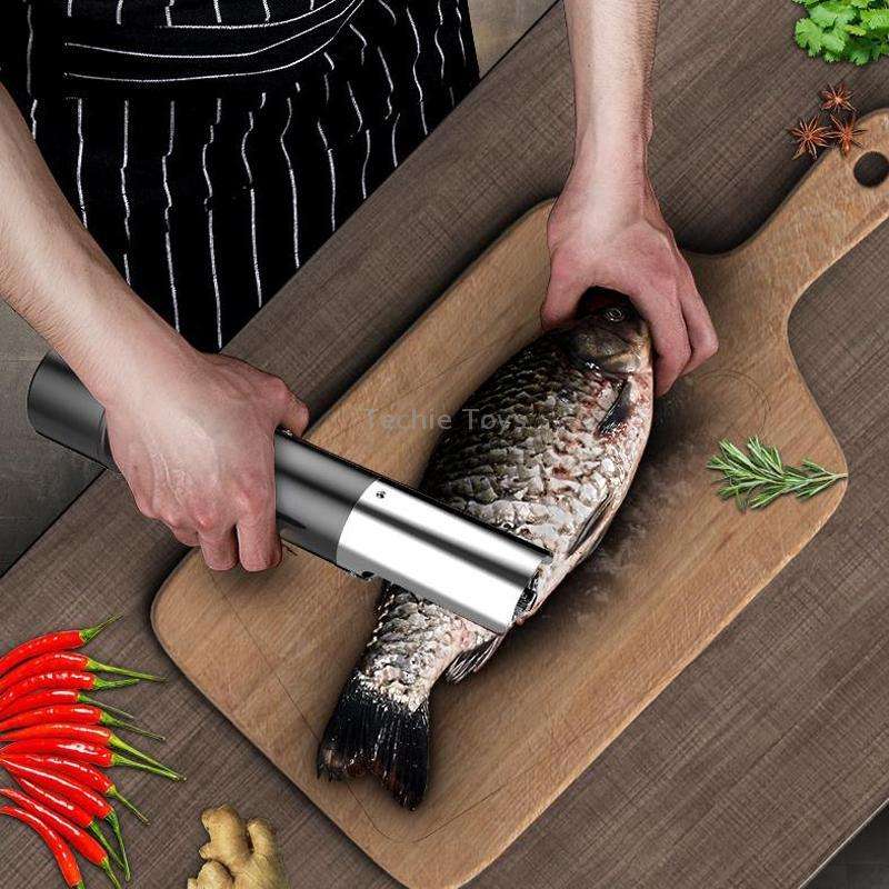 Electric Fish Scale Scraper Household Automatic Wireless Scraping Tool CN Plug Red Single Battery