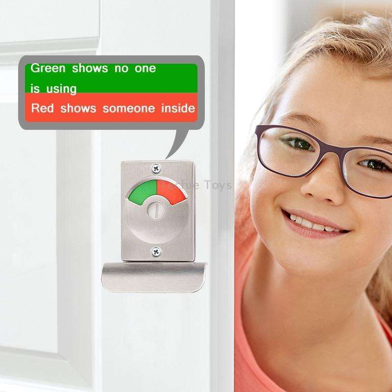 Toilet Red & Green Display Door Lock Public Toilet Stainless Steel Bolt Lock Indicating lock With Ha
