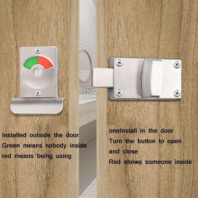 Toilet Red & Green Display Door Lock Public Toilet Stainless Steel Bolt Lock Indicating lock With Ha