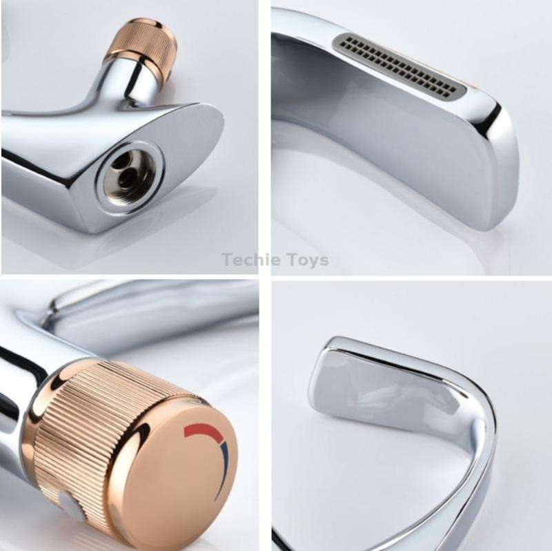 Basin Waterfall Type Hot & Cold Water All-Copper Faucet Bathroom Sanitary Ware (Electroplating Silve