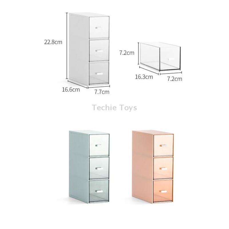 Desktop Drawer Storage Box Cosmetics Office Student Stationery Pen Dormitory Three Grid Desk Rack(Co