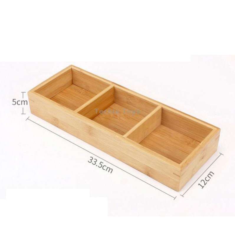 Hot Pot Bamboo Plate Compartmental Platter Vegetable Wood Tray Set Three Grid Bamboo Plate
