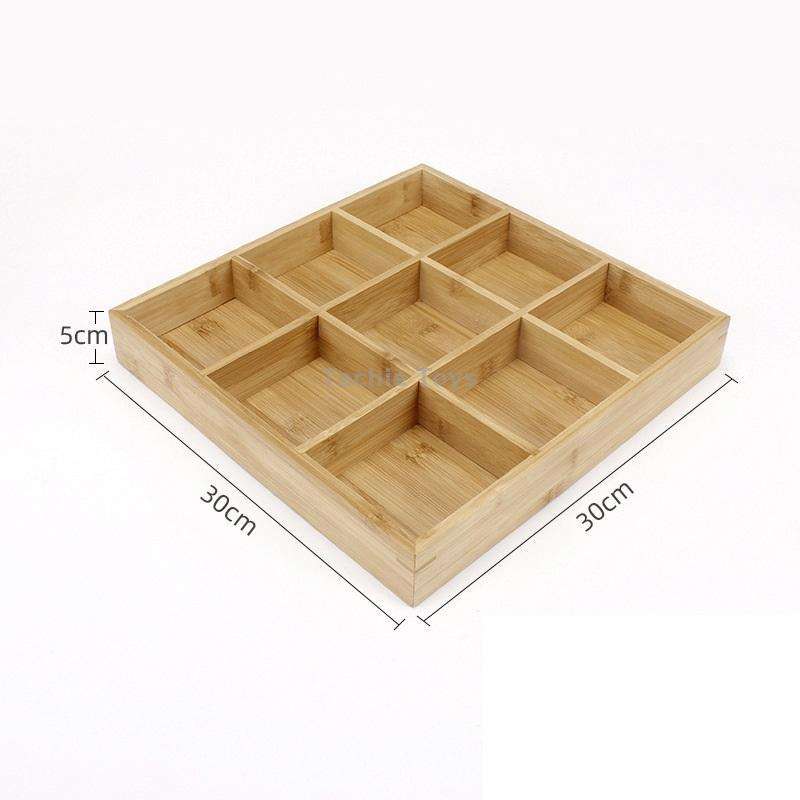 Hot Pot Bamboo Plate Compartmental Platter Vegetable Wood Tray Set Small Nine Grid Plate