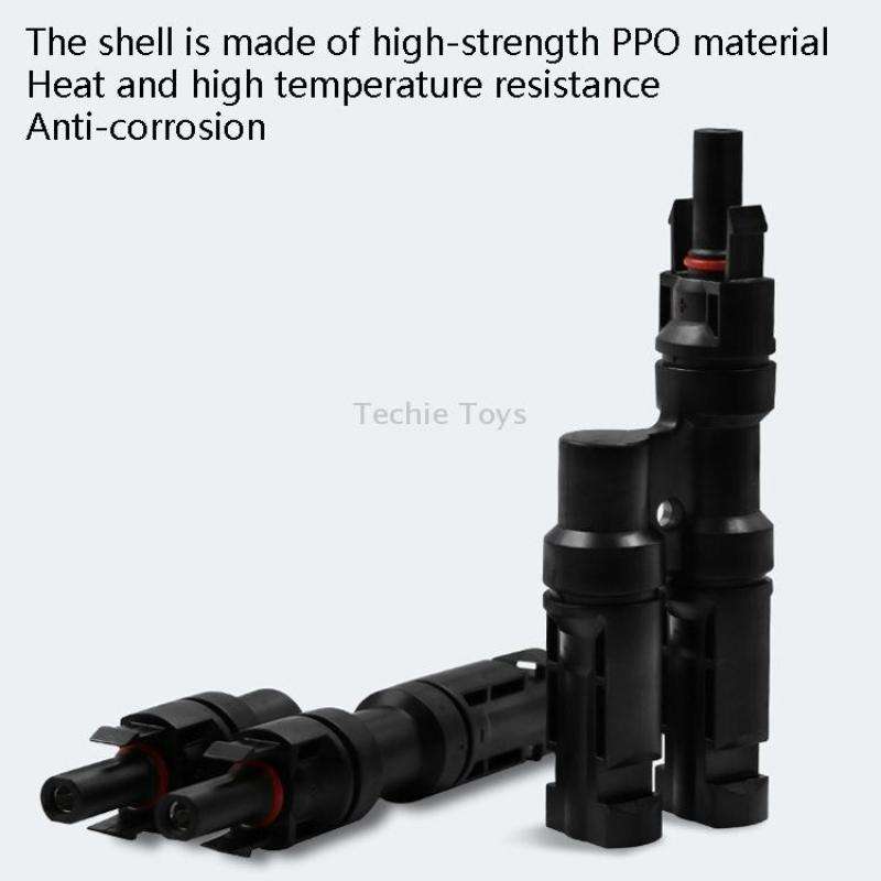 1 Pair MC4 Three-way T Type MC4 Photovoltaic Connector Solar Branch Connector Solar Panel Male And F