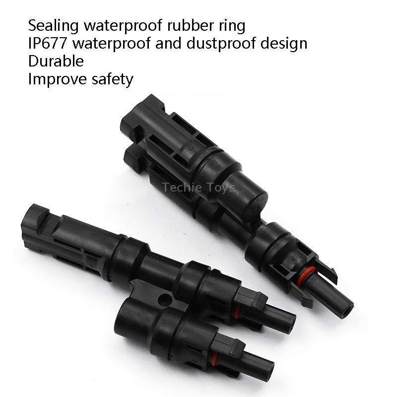 1 Pair MC4 Three-way T Type MC4 Photovoltaic Connector Solar Branch Connector Solar Panel Male And F