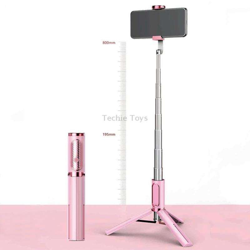 Y202 Bluetooth Selfie Stick With Floor Tripod Stand Mobile Phone Selfie Camera(Pink)