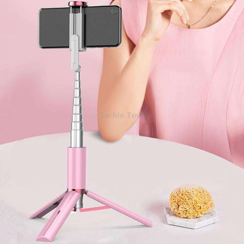 Y202 Bluetooth Selfie Stick With Floor Tripod Stand Mobile Phone Selfie Camera(Pink)