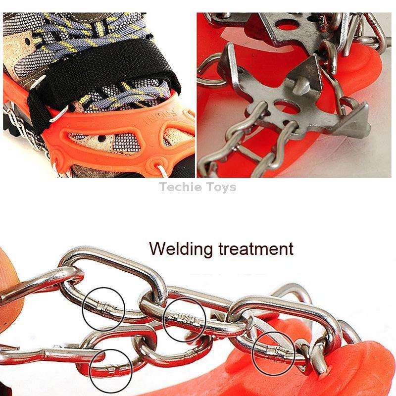 Outdoor 18-Tooth 430 Stainless Steel Crampons Snow Shoes Spikes Non-Slip Shoe CoversSIze: M