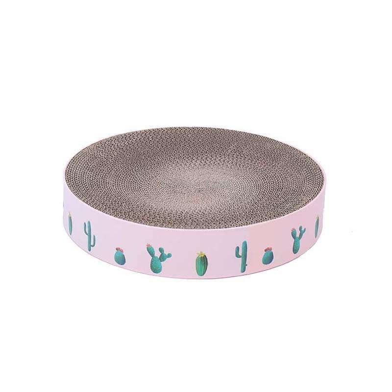 Round Corrugated Cat Scratcher Claw Sharpener Toy Bed, Colour: Pink 32x32x6cm