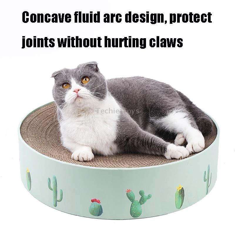Round Corrugated Cat Scratcher Claw Sharpener Toy Bed, Colour: Pink 32x32x6cm