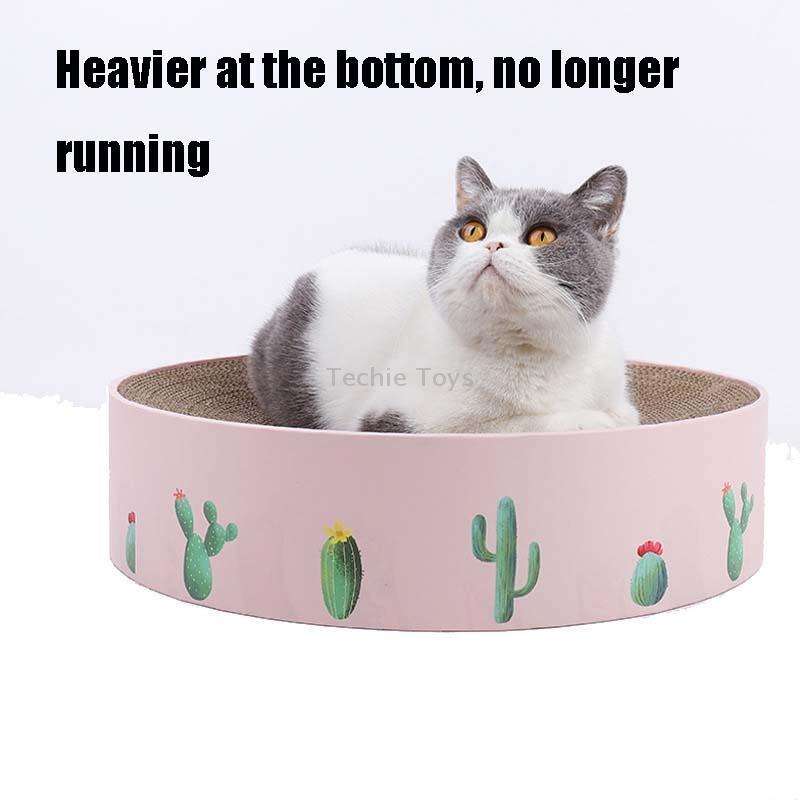 Round Corrugated Cat Scratcher Claw Sharpener Toy Bed, Colour: Pink 32x32x6cm