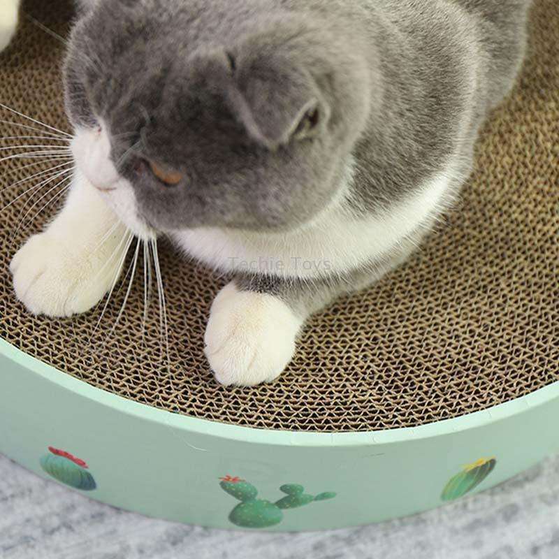 Round Corrugated Cat Scratcher Claw Sharpener Toy Bed, Colour: Pink 32x32x6cm