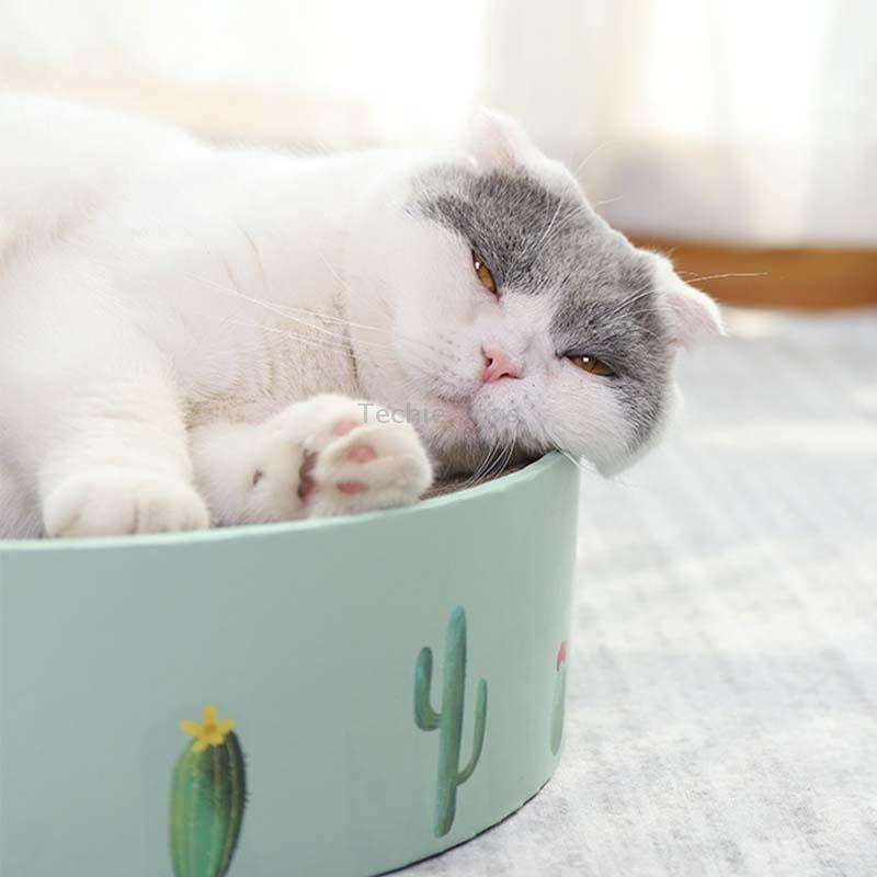 Round Corrugated Cat Scratcher Claw Sharpener Toy Bed, Colour: Pink 32x32x6cm