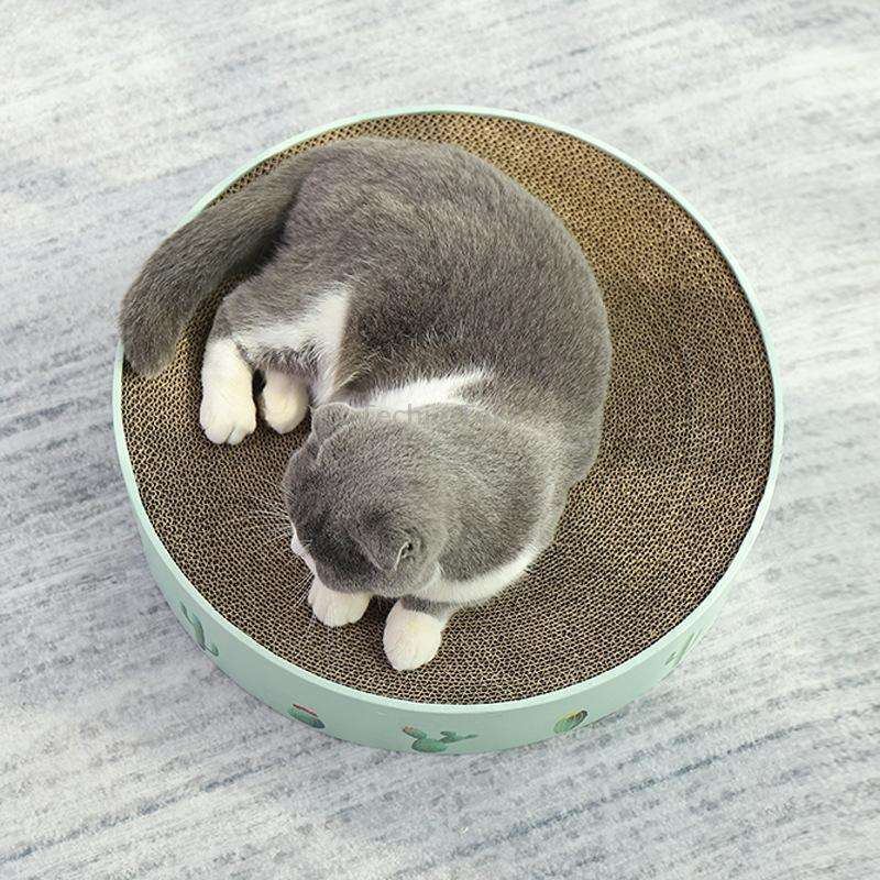 Round Corrugated Cat Scratcher Claw Sharpener Toy Bed, Colour: Pink 32x32x6cm