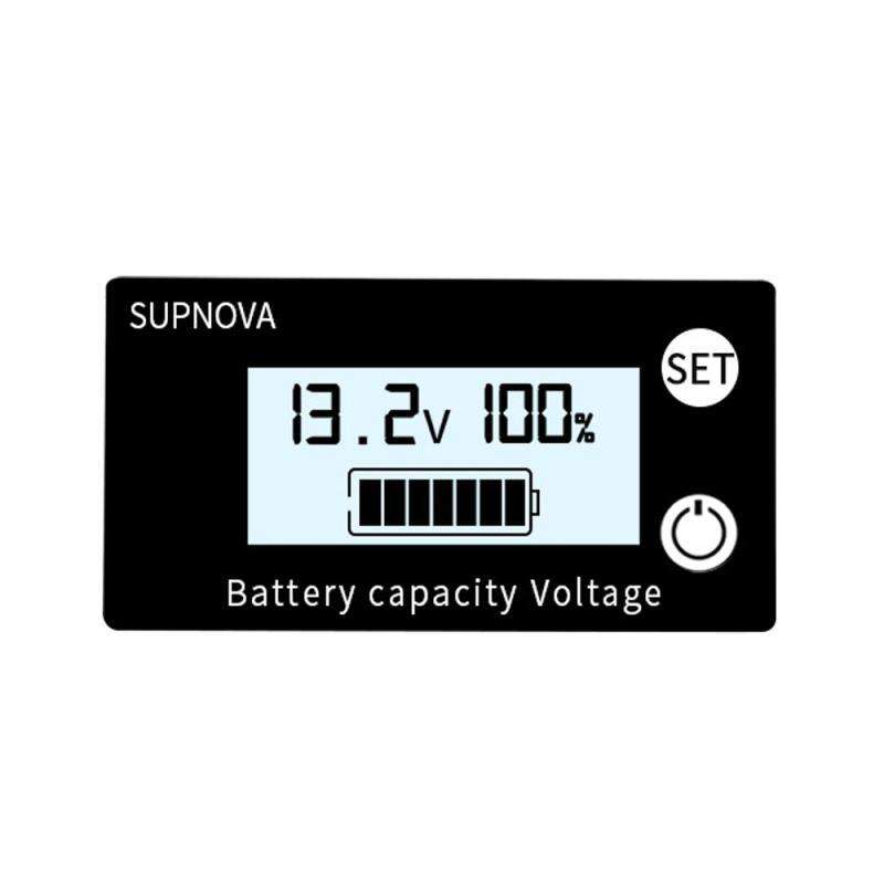 SUPNOVA DC 8-100V Battery Capacity Indicator Voltmeter Voltage Gauge,Style: White + Alarm + Temperat