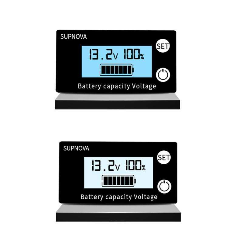 SUPNOVA DC 8-100V Battery Capacity Indicator Voltmeter Voltage Gauge,Style: White + Alarm + Temperat