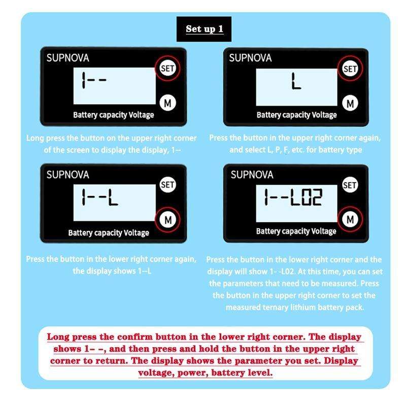 SUPNOVA DC 8-100V Battery Capacity Indicator Voltmeter Voltage Gauge,Style: White + Alarm + Temperat