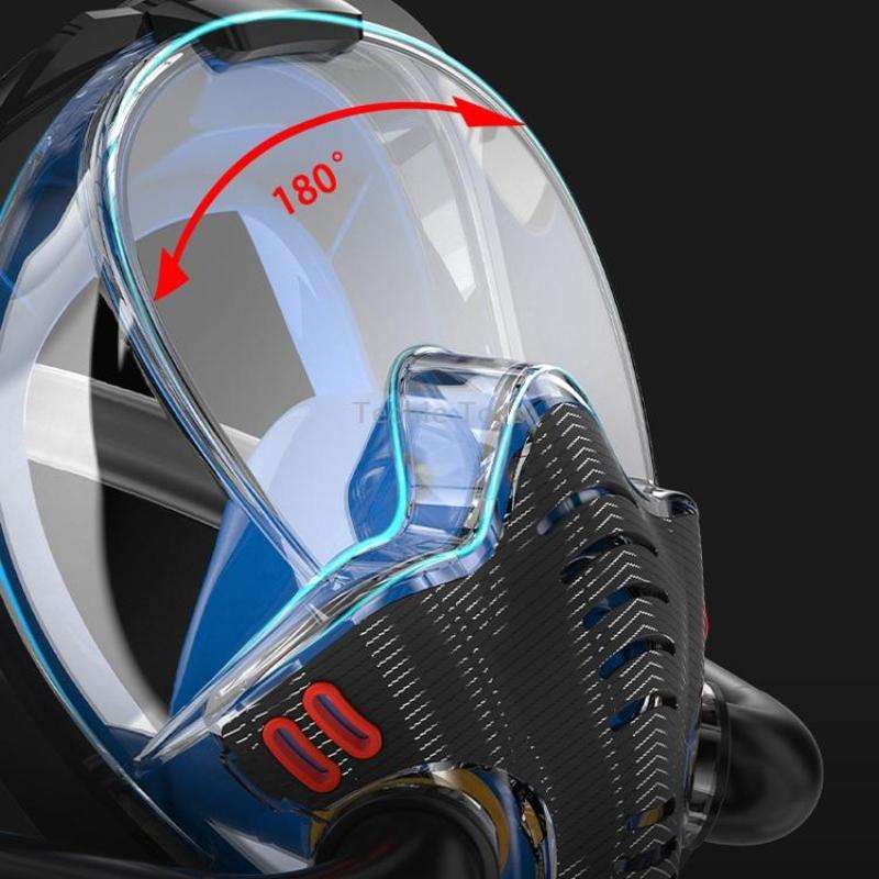 Snorkeling Mask Double Tube Silicone Full Dry Diving Mask Adult Swimming Mask Diving Goggles, Size: