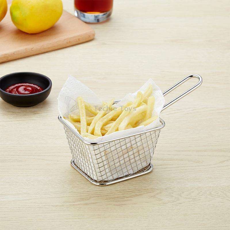 J13443S Stainless Steel Mini Fries Basket Restaurant Snack Bread Plate