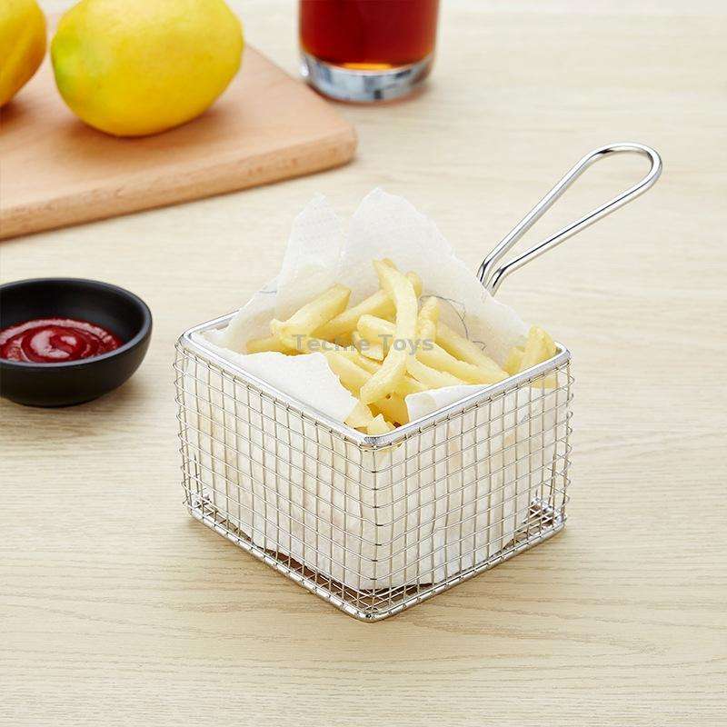 J13442S Stainless Steel Mini Fries Basket Restaurant Snack Bread Plate