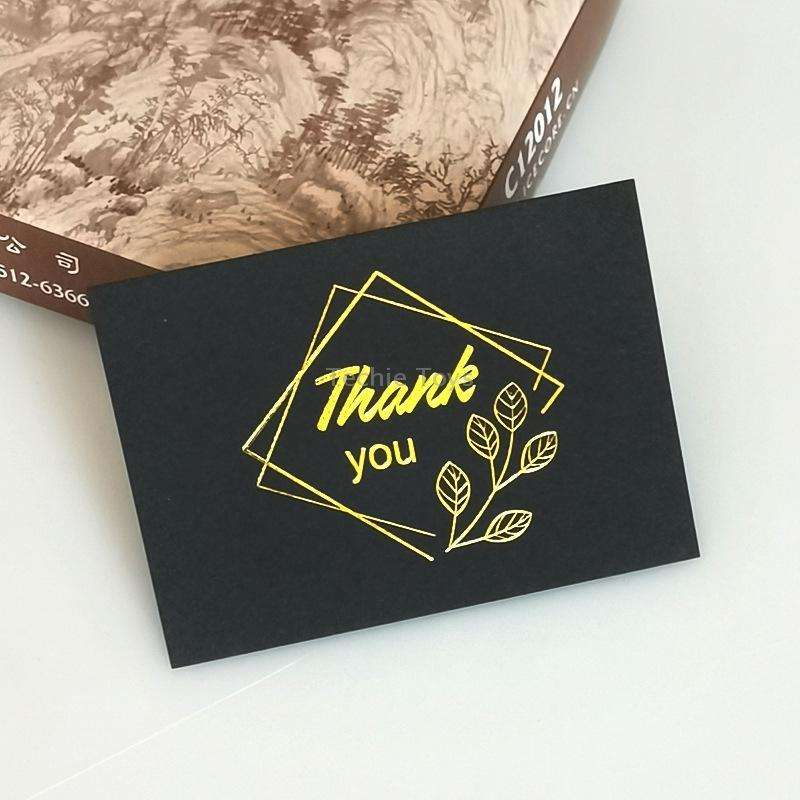 100 PCS Wedding Blessing Card Thank You Message Gift Decoration Card Bronzing Flower Greeting Card T