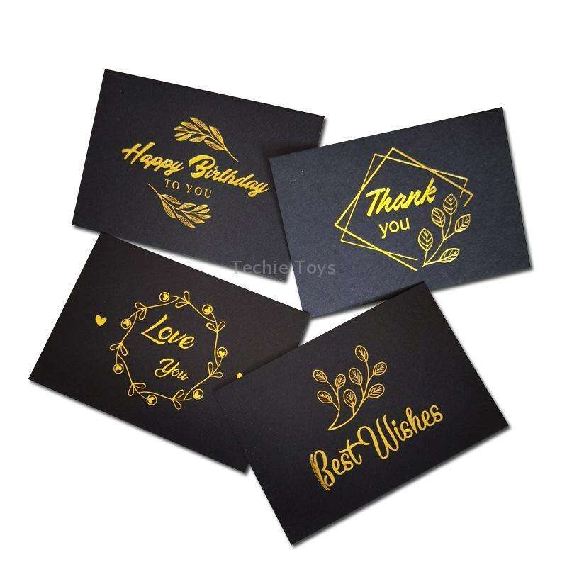 100 PCS Wedding Blessing Card Thank You Message Gift Decoration Card Bronzing Flower Greeting Card T