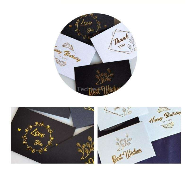 100 PCS Wedding Blessing Card Thank You Message Gift Decoration Card Bronzing Flower Greeting Card T