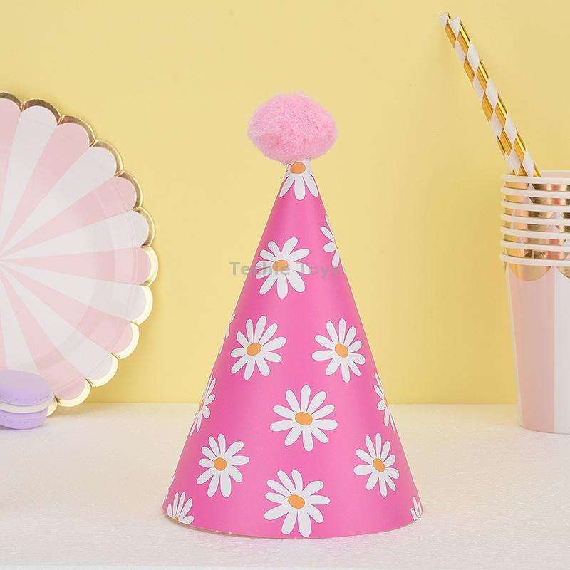 20 PCS Cute Children Bronzing Birthday Hats Cake Baking Decoration Party Hats Daisy
