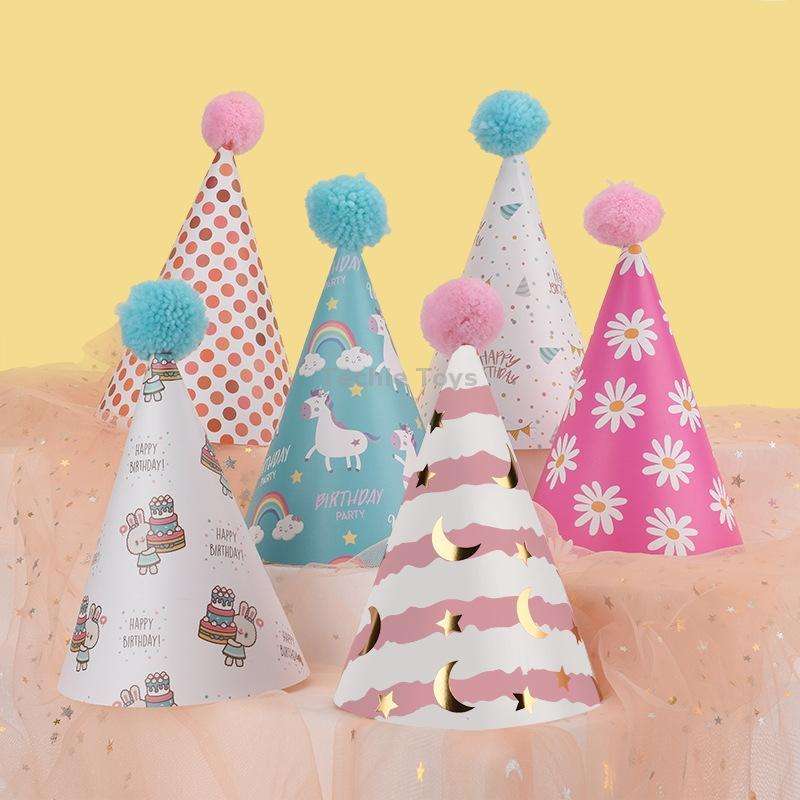 20 PCS Cute Children Bronzing Birthday Hats Cake Baking Decoration Party Hats Daisy