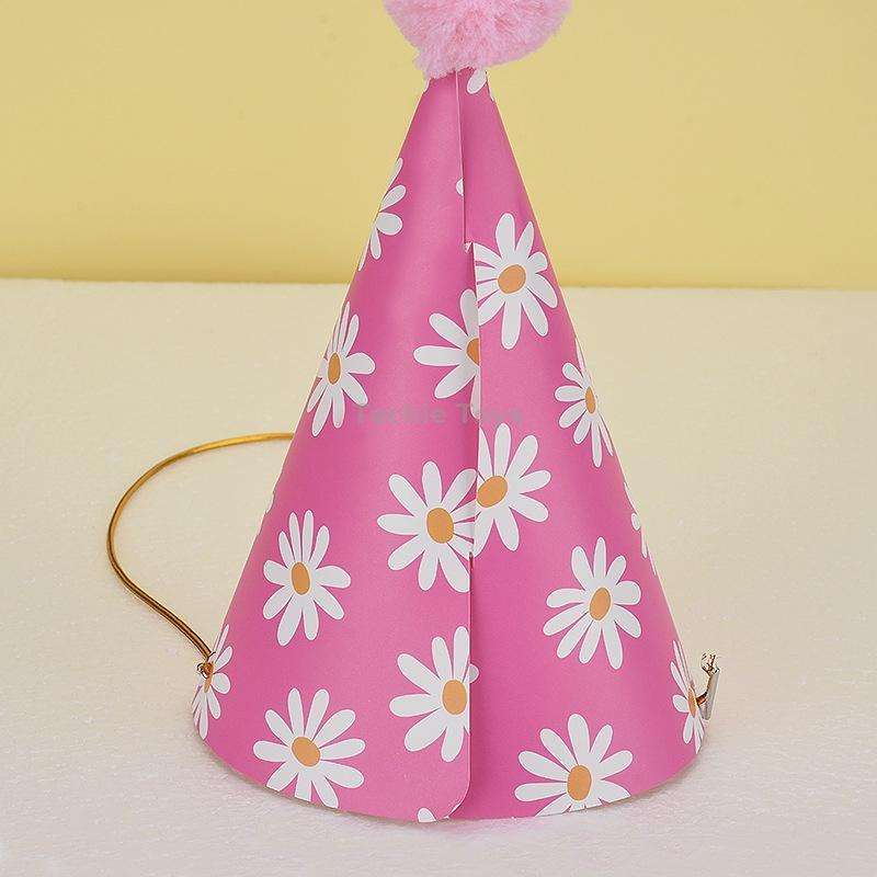 20 PCS Cute Children Bronzing Birthday Hats Cake Baking Decoration Party Hats Daisy