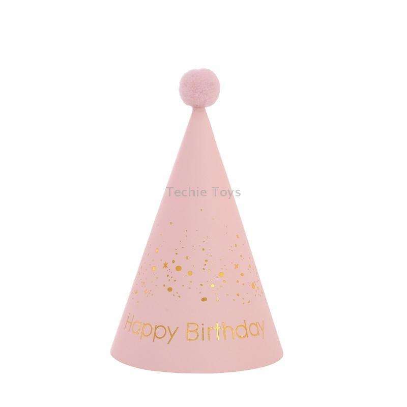 20 PCS Sequined Fur Ball Birthday Hat Birthday Party Supplies Dress Up Paper Hat, Colour: No. 7 Pink