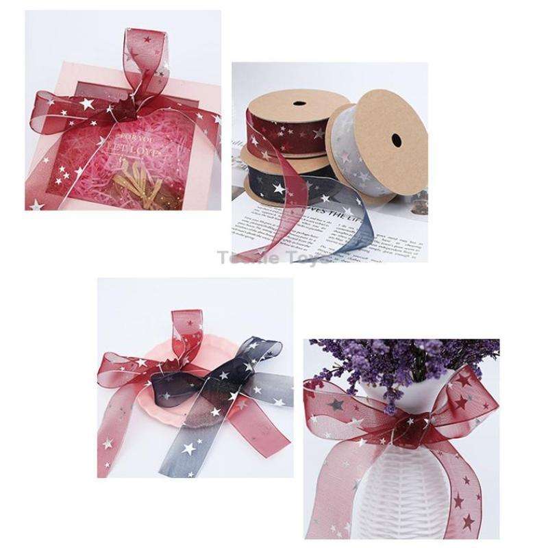 Star Ribbon Wedding Floral Packaging Ribbon, Specification: 4 cm(Gray)