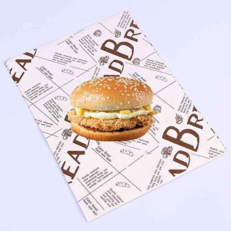 2 Packs Cake Greaseproof Paper Baking Packaging Plate Paper Hamburger Paper, Colour: Brown Pastry