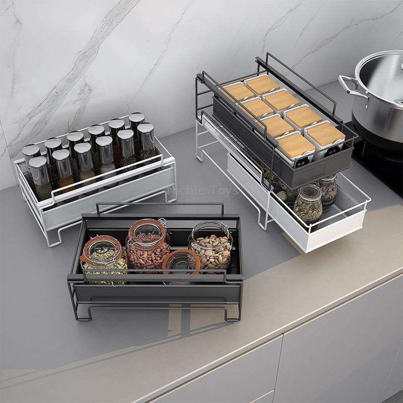 Kitchen Countertop Under Sink Spice Racks Can Be Stacked With Multi-Layer Pull-Out Storage Wrought I