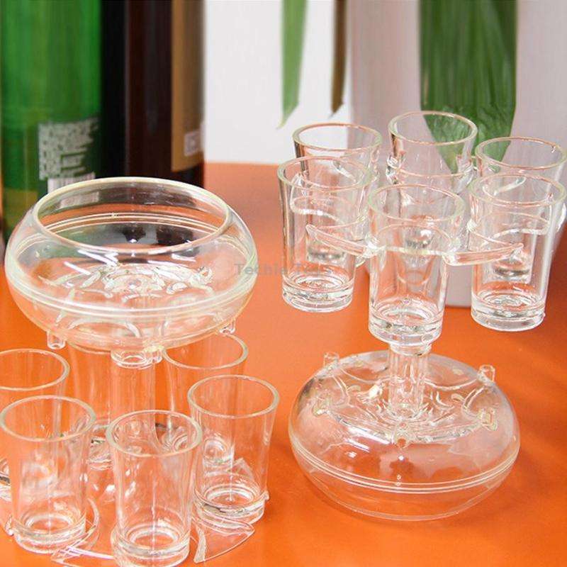 6 Shot Glass Dispenser And Holder Automatic Diversion Pourer(Sky Blue)