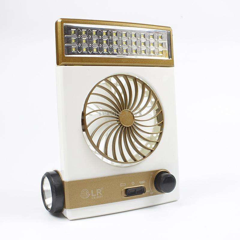 Four-In-One Solar Fan With Lamp Flashlight Function,CN Plug(Blue)