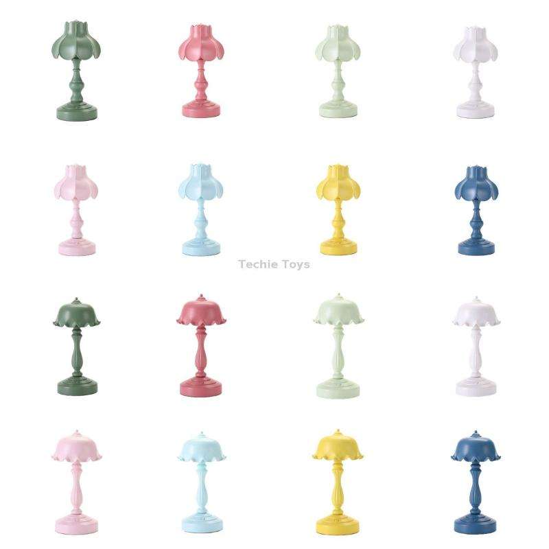 Retro Charging Table Lamp Bedroom Bed LED Eye Protection Light(LD05 Lotus Gray Blue)