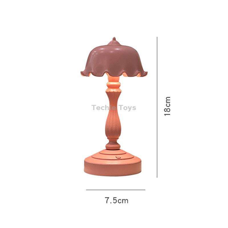 Retro Charging Table Lamp Bedroom Bed LED Eye Protection Light(LD05 Lotus Gray Blue)
