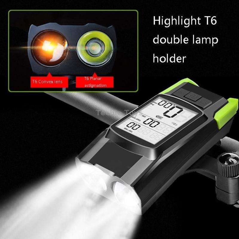 3 In 1 Wireless Bicycle Code Meter Lamp Strong Light Front Light, Colour: Black