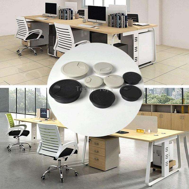 20 PCS ABS Plastic Round Cable Box Computer Desk Cable Hole Cover, Specification: 53mm (Black)