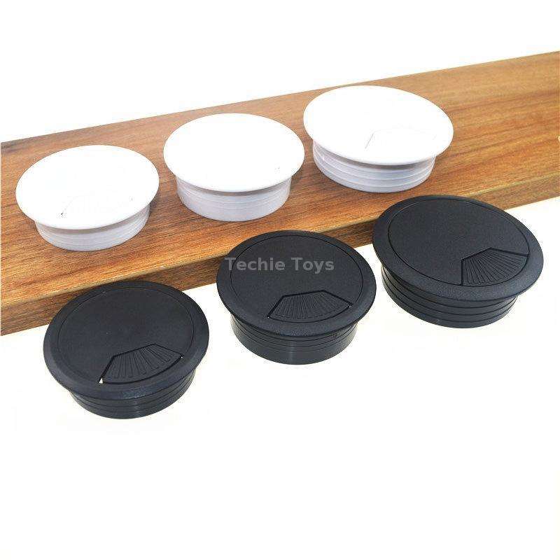20 PCS ABS Plastic Round Cable Box Computer Desk Cable Hole Cover, Specification: 60mm (Black)