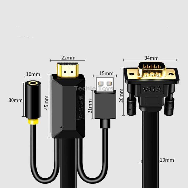 10m JH HV10 1080P HDMI to VGA Cable Projector TV Box Computer Notebook Industrial Display Adapter Ca