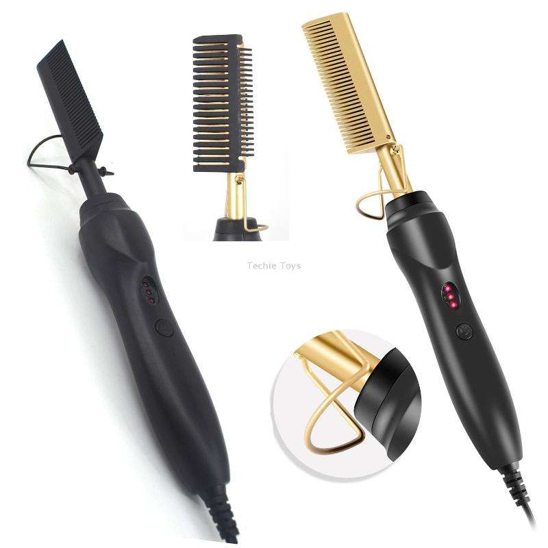 Multifunctional Comb Dry And Wet Dual-Use Curly Hair Straightening Stick Electric Perm Comb US Plug(