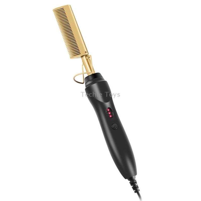 Multifunctional Comb Dry And Wet Dual-Use Curly Hair Straightening Stick Electric Perm Comb UK Plug(