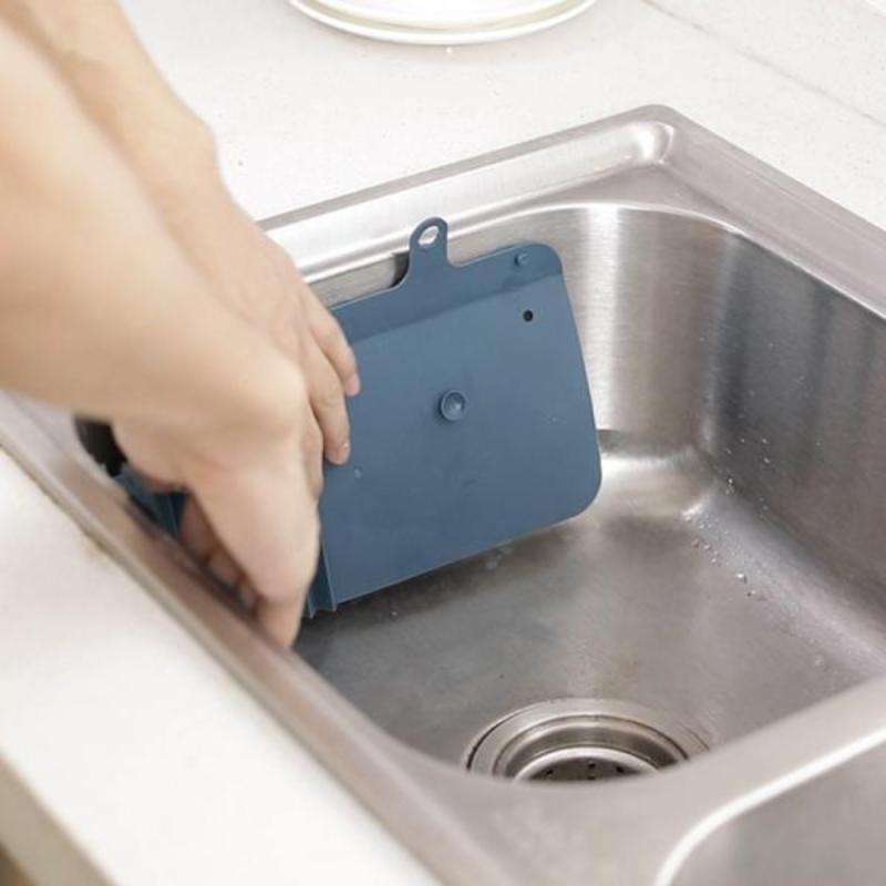 2 PCS Sink Foldable Flaps Kitchen Suction Cup Splash-Proof Flaps(Navy Blue)